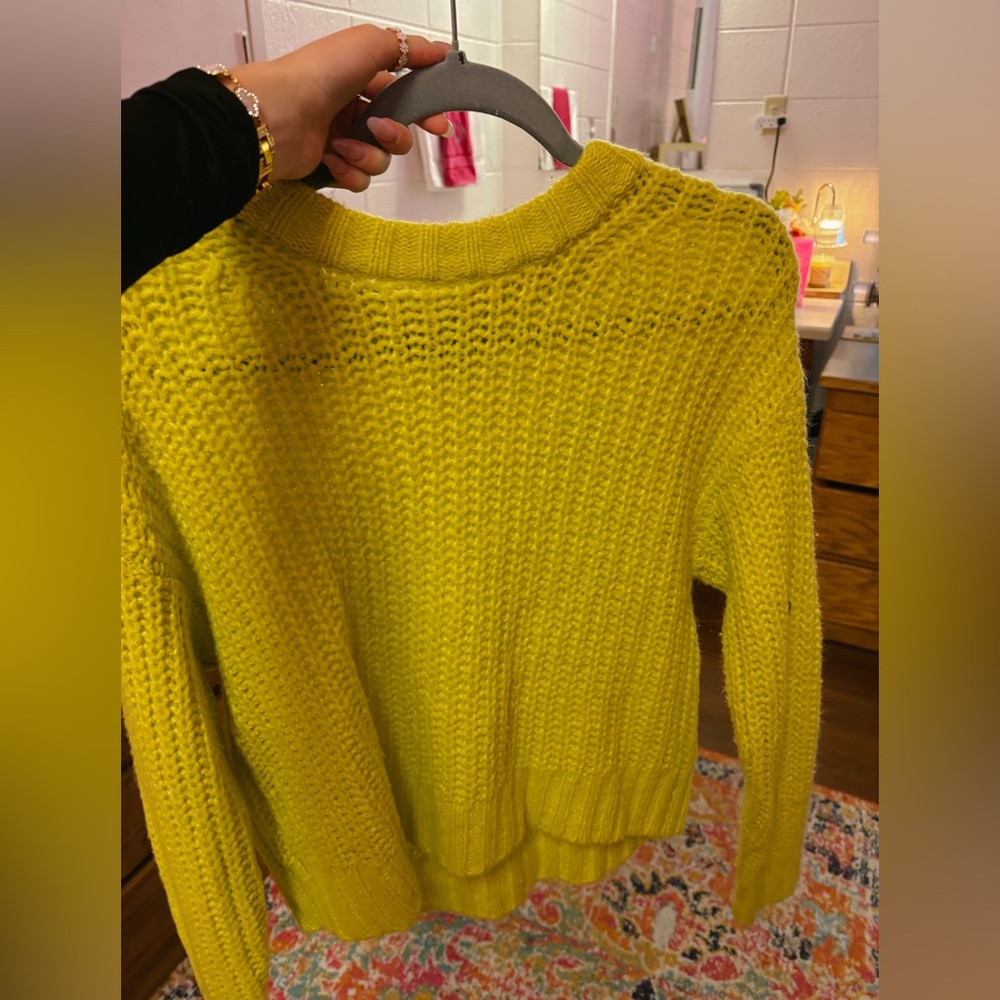 AE sweater, neon yellow/green, size small